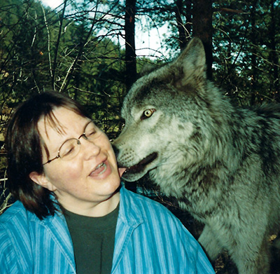Dawn Wright with Spirit wolf